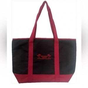 TRADER JOES CLASSY XL Insulated Tote -BLACK & RED Keep It Hot or Cold in Style!